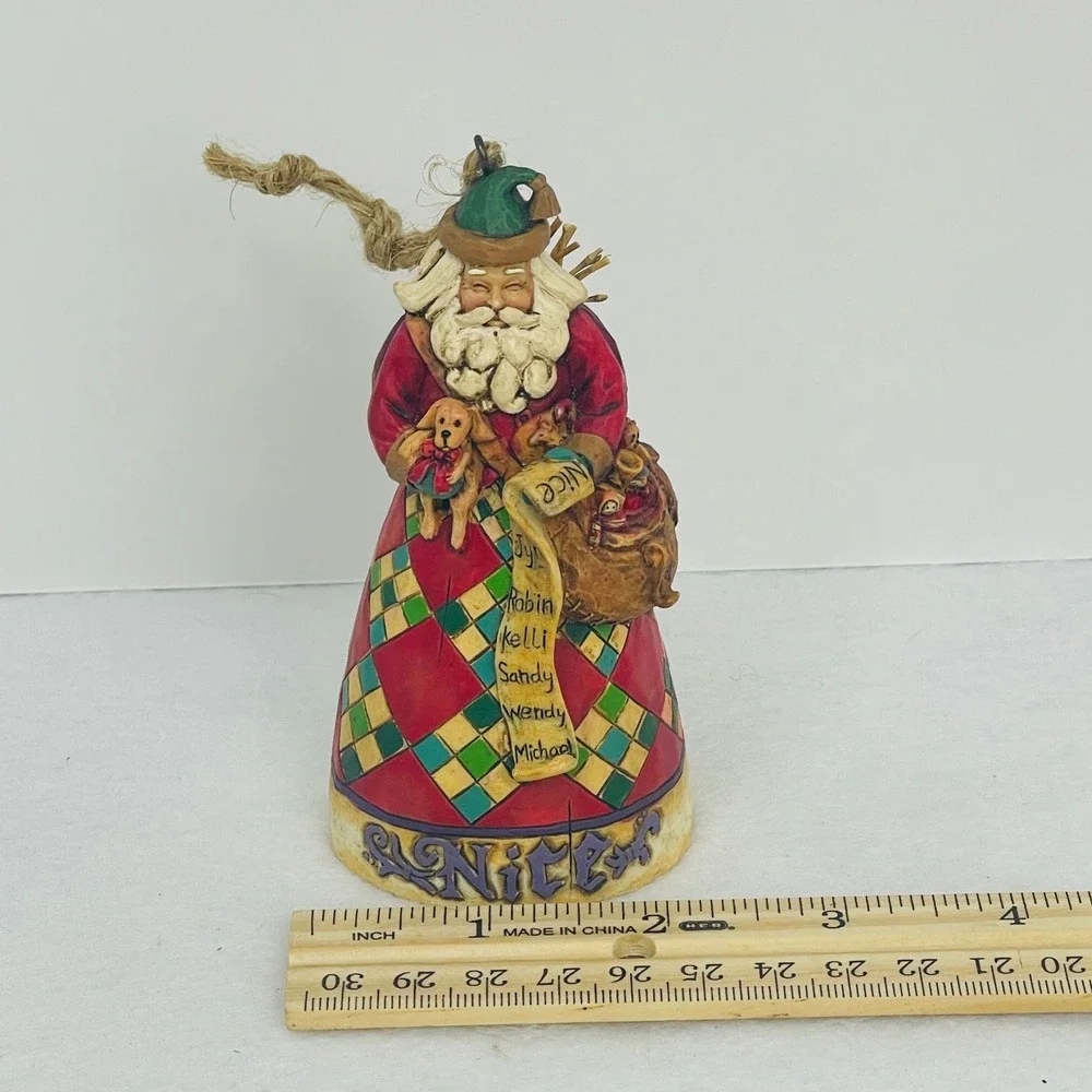 Jim Shore Heartwood Creek Naughty Nice Santa Ornament 2006 Red Green 4.5in